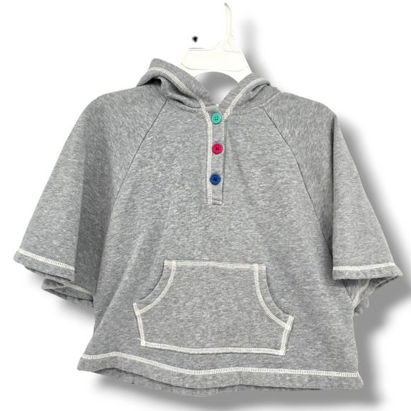 Crazy 8 Girls Button Detail Sweatshirt Hooded Poncho Shirt Jacket Gray Small - Picture 1 of 7